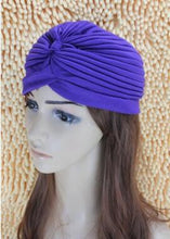 Load image into Gallery viewer, 1pcs Women India Caps Retro Headband Hijab Muslim Turban All-match Solid Pleated Headwear Vintage Beanies Hat 2016 New Cheap Hot