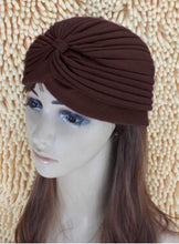 Load image into Gallery viewer, 1pcs Women India Caps Retro Headband Hijab Muslim Turban All-match Solid Pleated Headwear Vintage Beanies Hat 2016 New Cheap Hot