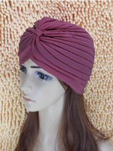Load image into Gallery viewer, 1pcs Women India Caps Retro Headband Hijab Muslim Turban All-match Solid Pleated Headwear Vintage Beanies Hat 2016 New Cheap Hot