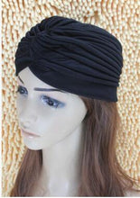 Load image into Gallery viewer, 1pcs Women India Caps Retro Headband Hijab Muslim Turban All-match Solid Pleated Headwear Vintage Beanies Hat 2016 New Cheap Hot