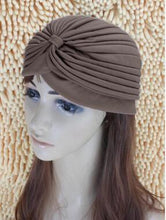 Load image into Gallery viewer, 1pcs Women India Caps Retro Headband Hijab Muslim Turban All-match Solid Pleated Headwear Vintage Beanies Hat 2016 New Cheap Hot