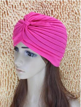 Load image into Gallery viewer, 1pcs Women India Caps Retro Headband Hijab Muslim Turban All-match Solid Pleated Headwear Vintage Beanies Hat 2016 New Cheap Hot