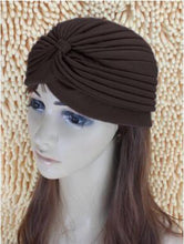 Load image into Gallery viewer, 1pcs Women India Caps Retro Headband Hijab Muslim Turban All-match Solid Pleated Headwear Vintage Beanies Hat 2016 New Cheap Hot