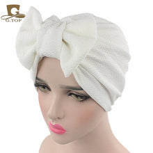 Load image into Gallery viewer, New women luxury bow Turban Hat Stylish Chemo cap detachable bowknot