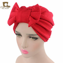 Load image into Gallery viewer, New women luxury bow Turban Hat Stylish Chemo cap detachable bowknot