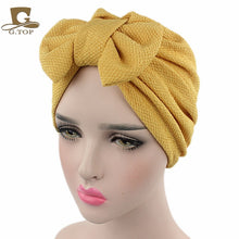 Load image into Gallery viewer, New women luxury bow Turban Hat Stylish Chemo cap detachable bowknot