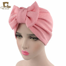 Load image into Gallery viewer, New women luxury bow Turban Hat Stylish Chemo cap detachable bowknot