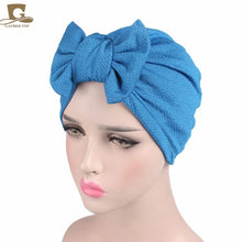 Load image into Gallery viewer, New women luxury bow Turban Hat Stylish Chemo cap detachable bowknot