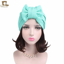 Load image into Gallery viewer, New women luxury bow Turban Hat Stylish Chemo cap detachable bowknot