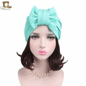 New women luxury bow Turban Hat Stylish Chemo cap detachable bowknot