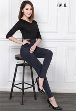 Load image into Gallery viewer, 2017 Jeans woman high waist skinny pencil pant full Length High elasticity plus size black denim Trousers 5XL 6XL