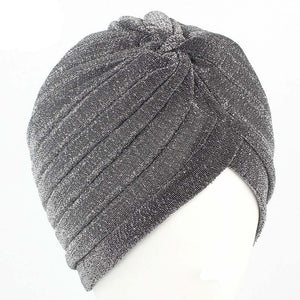 Aproms Women Bling Silver Gold Knot Twist Turban Headbands Cap Autumn Winter Warm Headwear Casual Streetwear Female Indian Hats