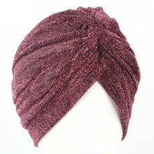 Load image into Gallery viewer, Aproms Women Bling Silver Gold Knot Twist Turban Headbands Cap Autumn Winter Warm Headwear Casual Streetwear Female Indian Hats