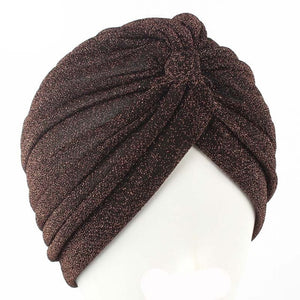 Aproms Women Bling Silver Gold Knot Twist Turban Headbands Cap Autumn Winter Warm Headwear Casual Streetwear Female Indian Hats
