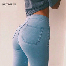 Load image into Gallery viewer, Women&#39;s jeans Slim tight thin and high elastic waist jeans feet jeans with high waist Retro autumn and winter Tight pants XL