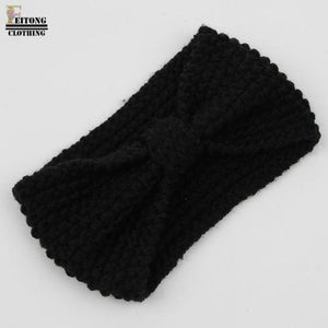 FEITONG 2017 hair accessories Fashion Winter Warm Women Bowtie Crochet Braided Knit Wool Hat Cap Headband For Women Hair Band