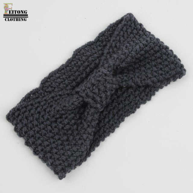 FEITONG 2017 hair accessories Fashion Winter Warm Women Bowtie Crochet Braided Knit Wool Hat Cap Headband For Women Hair Band