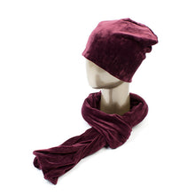 Load image into Gallery viewer, Geebro 2PCS Women&#39;s Beanies Hat and Scarf Winter Casual Warm Velvet Scarf For Women Ladies 100% Polyester Scarves and Hats DQ090