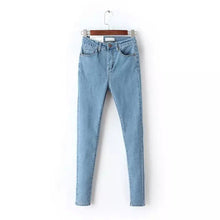 Load image into Gallery viewer, 2018 Vintage Mom Fit High Waist Jeans Elastic Femme Women Washed Blue Denim Skinny Jeans Classic Pencil Pants C3553