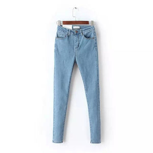 2018 Vintage Mom Fit High Waist Jeans Elastic Femme Women Washed Blue Denim Skinny Jeans Classic Pencil Pants C3553