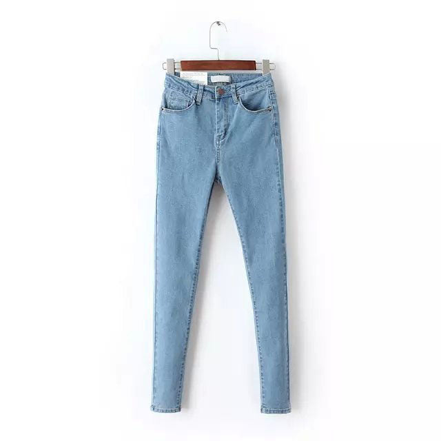2018 Vintage Mom Fit High Waist Jeans Elastic Femme Women Washed Blue Denim Skinny Jeans Classic Pencil Pants C3553