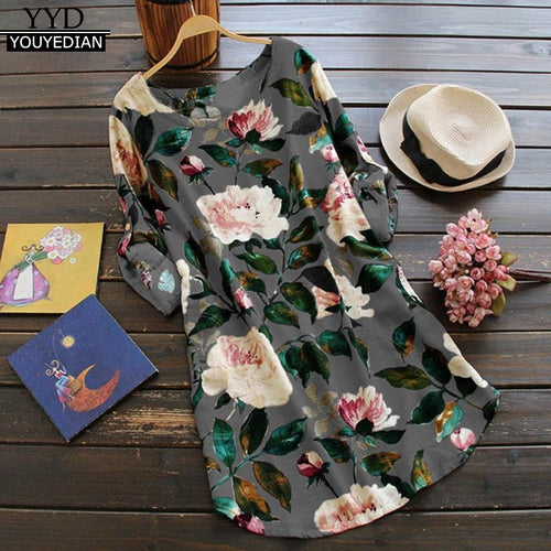 Plus Size 5XL Summer Boho Dress Women Linen Retro Floral Print O Neck Long Sleeve Casual Dress Vintage Loose Beach Dresses