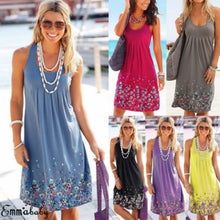 Load image into Gallery viewer, 2018 Women Summer Boho Short Dress Loose Evening Party Dresses Plus Size Beach Sundress