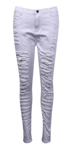 Fashion Women Stretch Faded Ripped Jeans Destroyed Vintage Black White Slim Fit Skinny Denim Jeans Ladies Hole Pencil Pants