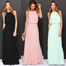 Load image into Gallery viewer, 2018 Summer Dress Sleeveless Halter Sexy Pleated Dress Robe Longue Femme Long Slim Dresses Casual Loose Chiffon Dress For Female