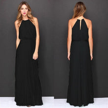 Load image into Gallery viewer, 2018 Summer Dress Sleeveless Halter Sexy Pleated Dress Robe Longue Femme Long Slim Dresses Casual Loose Chiffon Dress For Female