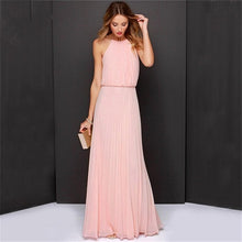 Load image into Gallery viewer, 2018 Summer Dress Sleeveless Halter Sexy Pleated Dress Robe Longue Femme Long Slim Dresses Casual Loose Chiffon Dress For Female