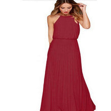 Load image into Gallery viewer, 2018 Summer Dress Sleeveless Halter Sexy Pleated Dress Robe Longue Femme Long Slim Dresses Casual Loose Chiffon Dress For Female