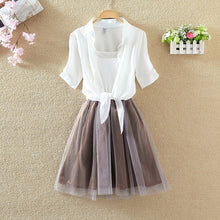 Load image into Gallery viewer, Shirt And Sling Tutu Dress Suit Women 2018 Summer Cute 2 Piece Dress Blue Pink Shirt And White Veil Dresses Plus Size 3XL 4XL