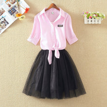 Load image into Gallery viewer, Shirt And Sling Tutu Dress Suit Women 2018 Summer Cute 2 Piece Dress Blue Pink Shirt And White Veil Dresses Plus Size 3XL 4XL