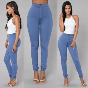 NEW Solid Wash Skinny Jeans Woman High Waist winter Denim Pants Plus 2018 Push Up Trousers Bodycon warm Pencil Pants Female **