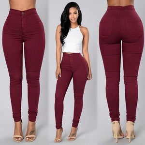 NEW Solid Wash Skinny Jeans Woman High Waist winter Denim Pants Plus 2018 Push Up Trousers Bodycon warm Pencil Pants Female **