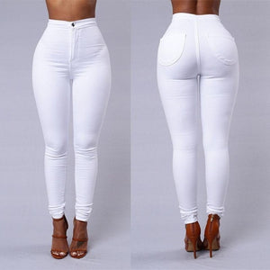 NEW Solid Wash Skinny Jeans Woman High Waist winter Denim Pants Plus 2018 Push Up Trousers Bodycon warm Pencil Pants Female **