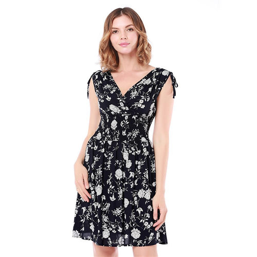 2018 Summer Dress Women Sexy Fashion tassel Female dress Flower printed V collar sleeveless Hight waist mini dress vestidos