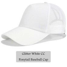 Load image into Gallery viewer, CC Glitter Ponytail Baseball Cap Dad Hat Snapback Messy Bun Trucker Hats Women Summer Casual Sun Sports Hip Hop Caps Adjustable