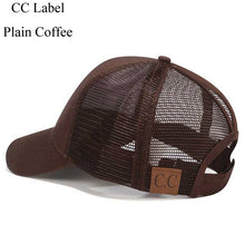 Load image into Gallery viewer, CC Glitter Ponytail Baseball Cap Dad Hat Snapback Messy Bun Trucker Hats Women Summer Casual Sun Sports Hip Hop Caps Adjustable