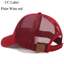 Load image into Gallery viewer, CC Glitter Ponytail Baseball Cap Dad Hat Snapback Messy Bun Trucker Hats Women Summer Casual Sun Sports Hip Hop Caps Adjustable