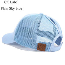 Load image into Gallery viewer, CC Glitter Ponytail Baseball Cap Dad Hat Snapback Messy Bun Trucker Hats Women Summer Casual Sun Sports Hip Hop Caps Adjustable
