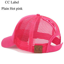 Load image into Gallery viewer, CC Glitter Ponytail Baseball Cap Dad Hat Snapback Messy Bun Trucker Hats Women Summer Casual Sun Sports Hip Hop Caps Adjustable