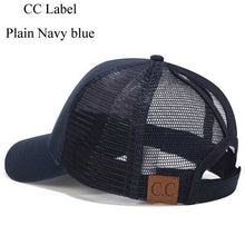 Load image into Gallery viewer, CC Glitter Ponytail Baseball Cap Dad Hat Snapback Messy Bun Trucker Hats Women Summer Casual Sun Sports Hip Hop Caps Adjustable