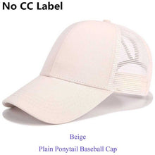 Load image into Gallery viewer, CC Glitter Ponytail Baseball Cap Dad Hat Snapback Messy Bun Trucker Hats Women Summer Casual Sun Sports Hip Hop Caps Adjustable
