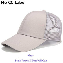 Load image into Gallery viewer, CC Glitter Ponytail Baseball Cap Dad Hat Snapback Messy Bun Trucker Hats Women Summer Casual Sun Sports Hip Hop Caps Adjustable