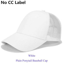 Load image into Gallery viewer, CC Glitter Ponytail Baseball Cap Dad Hat Snapback Messy Bun Trucker Hats Women Summer Casual Sun Sports Hip Hop Caps Adjustable