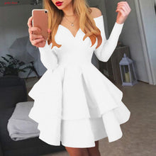 Load image into Gallery viewer, Fashion Elegant Party Dresses Women Autumn Clothes Long Sleeve V Neck Sexy Mini Ball Gown Female Vestido S M L XL