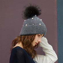 Load image into Gallery viewer, Winter Beanie Women&#39;s Pearl Curled Hat Pompom Thick Warm Hats 2018 New Brand Knitted Wool Beanies High Quality Skullies Beanies