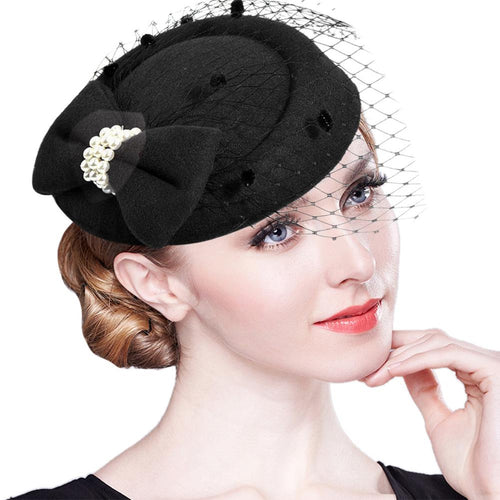 Vintage Women Fascinator Cambric Cocktail Hat Hairband Veiling Headband Lady Wedding Party Headdress Hair Accessoies